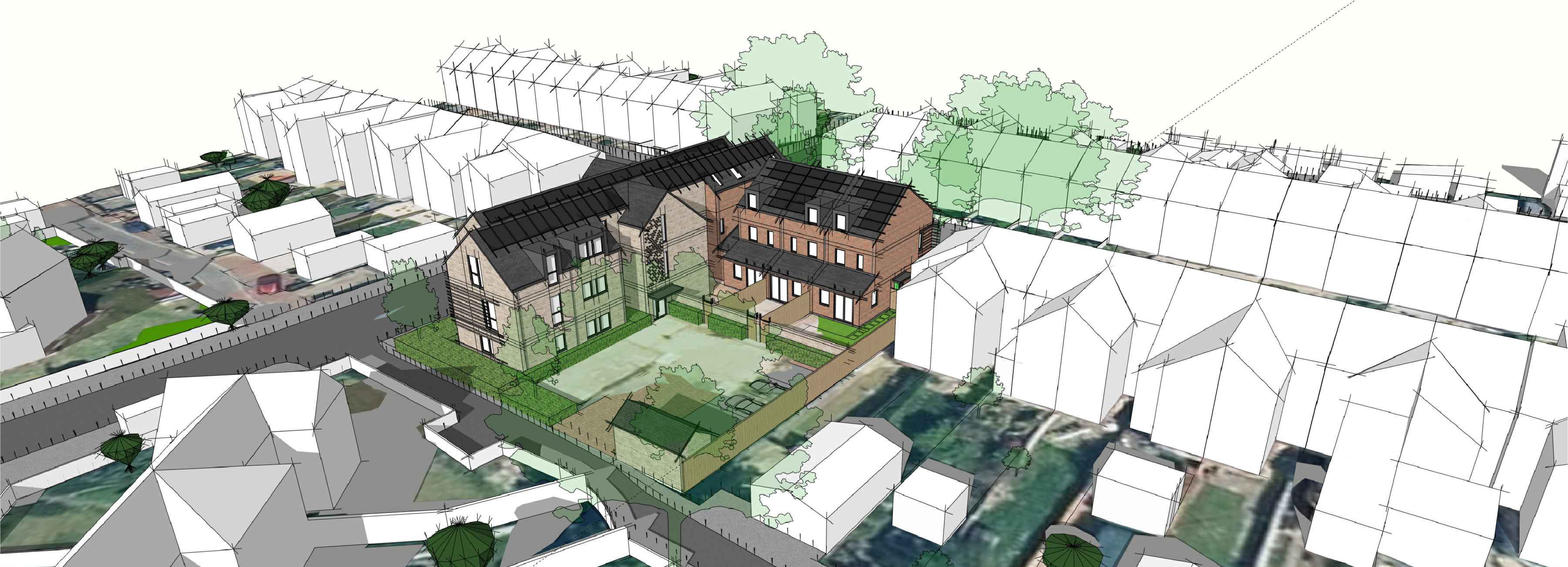Maple Place - Aerial view from South West