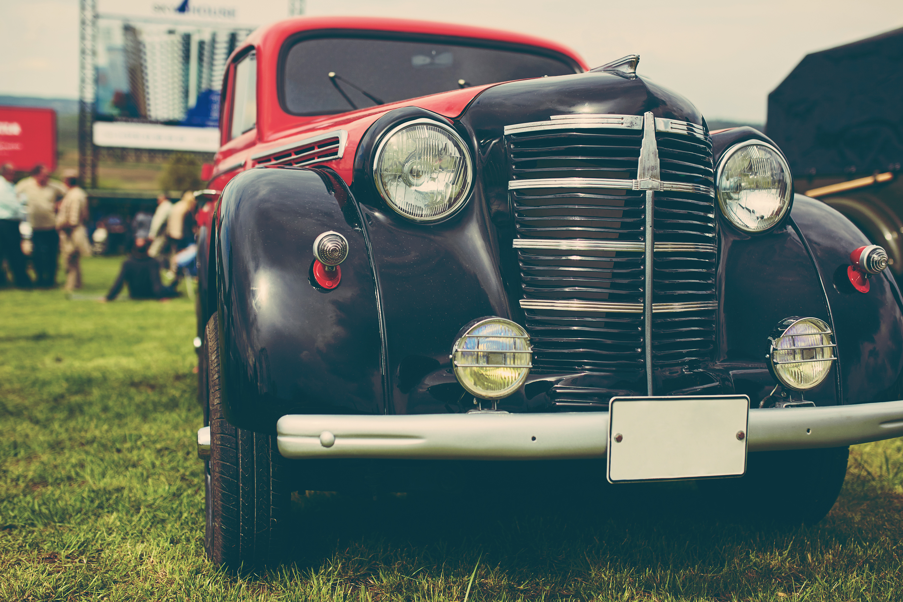 Retro Car Parked Grass