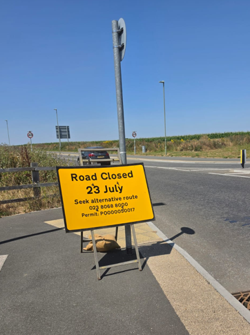 Link Road Closure Advanced Notice Sign 23.07.26